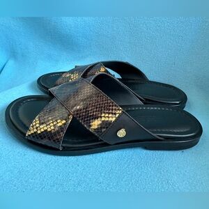 Giovanni Conti Men’s Piton Snake Print Leather Criss Cross Sandals, Size 41